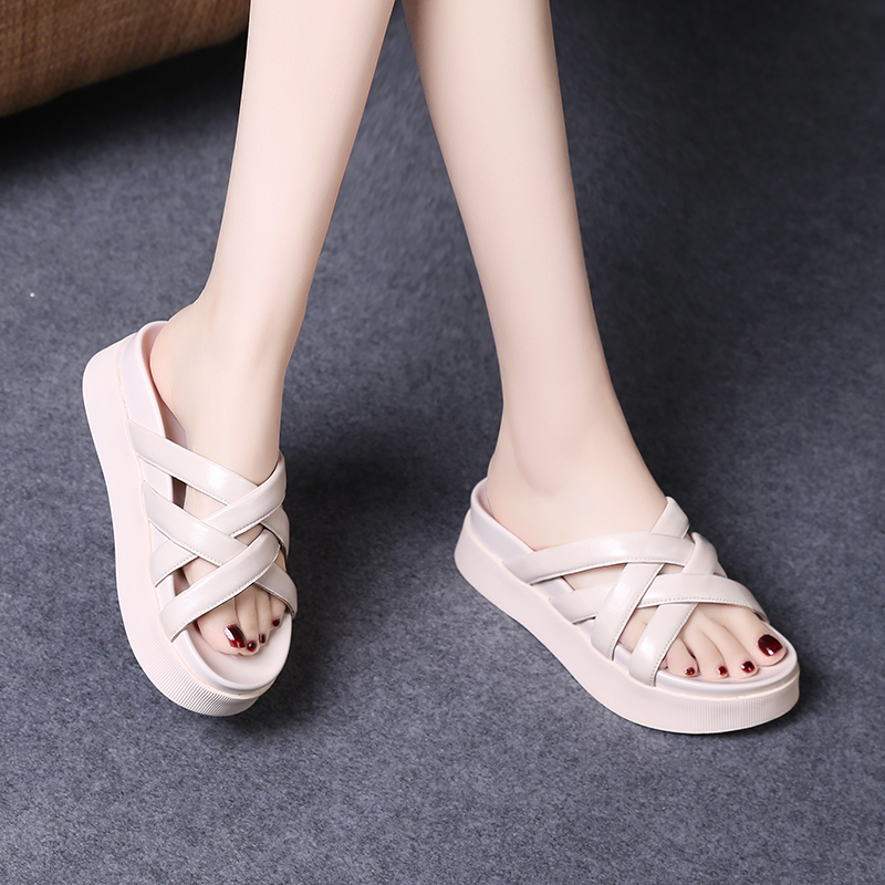 C8326 1620K Giày Dép Sandal Nữ Jiarela Đế Mềm Mùa Hè Đế Cao Giày Dép Nữ Da Bò G05 Sản Phẩm Mới