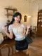 Spot summer French lace polka dot puff sleeve shirt for women sweet slim short doll shirt top for women
