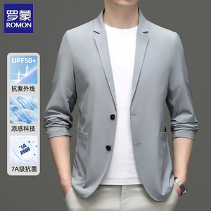 Romon Ice Silk Sunscreen Summer Casual Suit Coat for Men's Thin, Breathable, Wrinkle Resistant, Light and Cool Suit Top