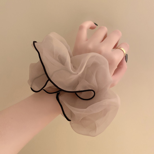 Temperature streamer large intestine hair ring forest fairy beauty high-end temperament flower ponytail mesh headdress summer