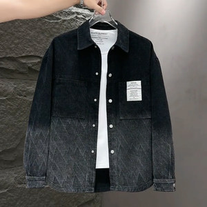 
Velvet thickened denim jacket men's trendy autumn and winter casual heavyweight American retro outer wear lapel jacket men's clothing