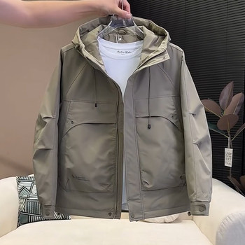 Men's work jackets, cotton jackets, versatile hooded loose