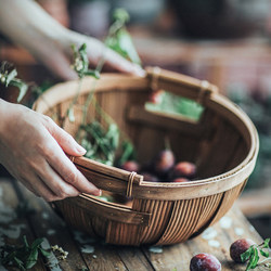 Sakura Flower Basket, Japanese Handmade Wooden Chip Basket, Woven Basket, Picnic Basket, Fruit Basket, Eco-Friendly Basket, Camping Basket, Storage Basket