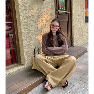 
tingtings [Autumn Film] Retro design hollow wool sweater women's new autumn sweater