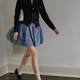 TOP Home Botanical French Retro Romantic Pure Cotton Digital Flower Print Pleated Half-length Puffy Skirt for Women
