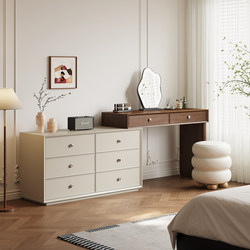 Menglu G1 Solid Wood Dressing Table and Chest of Drawers Integrated Bedside Modern Minimalist Cream Style Home Bedroom Corner Dressing Table