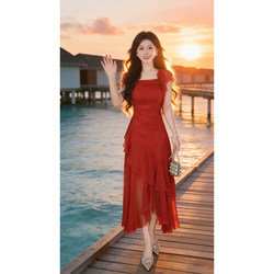 2026 Summer Hot-Selling Lined Beach Vacation Dress, Elegant and Sweet Fairy Dress D5411