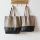 Li Yitong's same style first layer cowhide tote bag shopping bag simple color matching large capacity bag trendy fashion women's bag