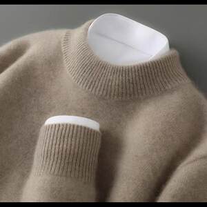 Hongye Yuntai Men's double-line thickened half-high-neck pure cashmere sweater knitted base warming inner sweater to resist balling
