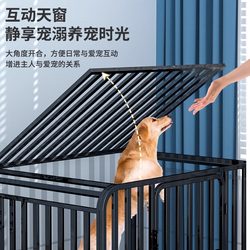 Full Square Tube Galvanized Dog Cage for Large and Medium-Sized Dogs, Thickened Indoor Pet Cage with Toilet, Suitable for Teddy, Golden Retriever, Labrador