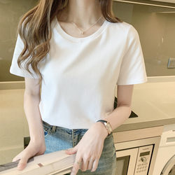 Cotton White T-Shirt for Women, Short-Sleeved, Summer 2025 New Style, Loose, Thin, Base Layer, Solid Color, Slimming Top