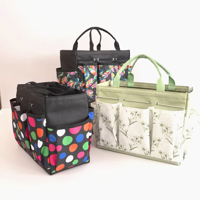 Gardening tool storage bag, outdoor portable portable open-mouth household sundries and gadget storage bag, multi-pocket classification