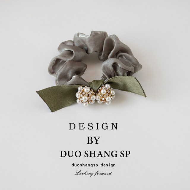 New style girl's gentle temperament with bow tied with pearl hair ring