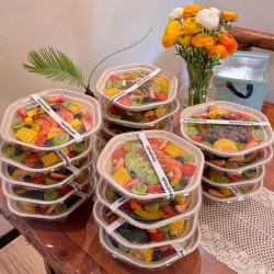 Hexagonal Packaging Box, Disposable Student Lunch Box, Hexagonal Bowl, Light Meal, Salad, Fat-Reducing Meal, Paper Pulp Lunch Box