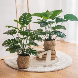 Artificial Flowers for Living Room Decoration, Bedroom Floor-Standing Bionic Green Plants, Fake Flower Potted Plants, Leaf Turtle Back Indoor Decoration
