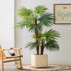 Simulated Green Plant, Fan-Tailed Sunflower, Floor-Standing Potted Plant, Indoor Large-Scale Artificial Plant Ornament, Living Room Landscaping Decoration, Fake Tree