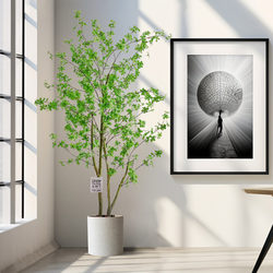 Simulated Horsewood, Bionic Green Plant, High-End Light Luxury Living Room Decoration, Large Floor-Standing Potted Plant, Indoor Hanging Clock, Artificial Flower Tree