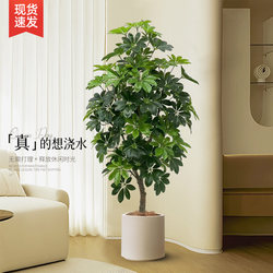 Simulated Green Plant Duck Foot Tree Potted Plant, High-End Light Luxury Indoor Living Room Large Artificial Tree Floor-Standing Decoration Ornament