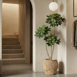 Simulated Green Plant Large-Leaf Umbrella High-End Light Luxury Potted Plant Office Decoration Ornament Living Room Floor-Standing Artificial Tree Plant