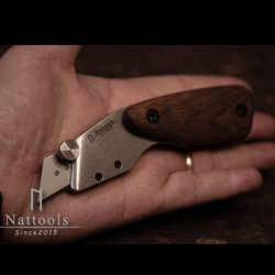 Kožený řezací Nůž Nattools Lichoběžníkový Ručně Vyráběný Diy Kožené Zboží Vyrobené Z černého Ořechu Rukojeť 0 Chvění 0 Deformace