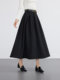 Aike black skirt for women 2025 spring commuter style pleated skirt high waist slim solid color mid-length A-line skirt
