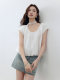 Aike French shirt women's top 2025 summer fresh sweet and simple solid color loose short puff sleeve shirt
