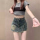 American irregular old denim skirt summer new high-waisted slim and anti-exposure skirt