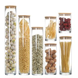 Bamboo lid kitchen high definition display bottle glass sealed jar