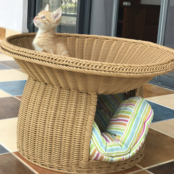 Cat House Exported to Germany, Imitation Rattan and Wicker, Suitable for All Seasons, Removable and Washable, Semi-Enclosed Cat House