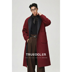 
[Storage] Two-color double-sided woolen woolen coat men's mid-length over-the-knee coat reversible thickened windbreaker
