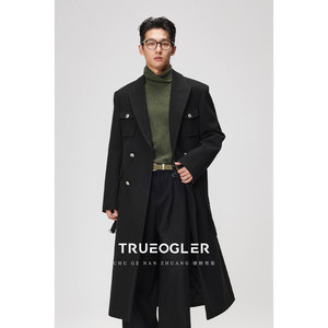 
[Storage] Suit with lapel collar, large long woolen coat, men's knee-length winter thickened woolen coat, windbreaker