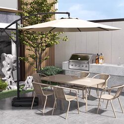 Outdoor Leisure Table and Chair Set for Courtyard, Waterproof and Sun-Resistant, with Umbrella for Outdoor Balcony, Open-Air Garden, and Terrace Seating