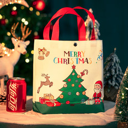 Christmas Canvas Gift Bag Christmas Eve Apple Candy Hand-Held Gift Bag Creative Christmas Souvenir Tote Bag