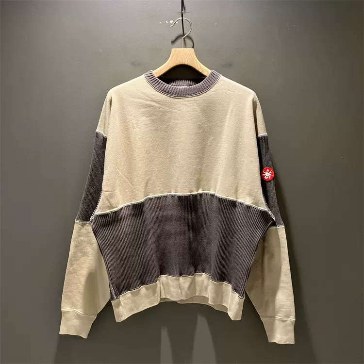 壹树CAVEMPT C.E WIDE RIB CUT CREW NECK拼接罗纹圆领卫衣23AW-Taobao