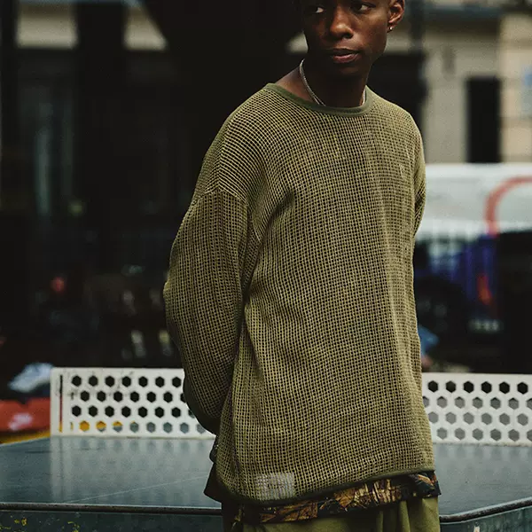 国仓WTAPS GHILL/LS/COTTON 双层网格布印花长袖圆领T恤25AW