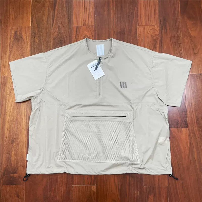 国仓S.F.C HALF ZIP NYLON SHIRT 超轻半拉链抽绳短袖衬衫23SS-Taobao