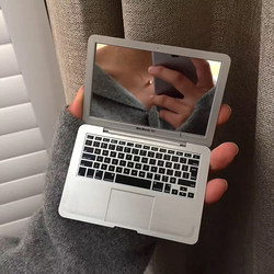 ins Mini Portable Mirror Retro Apple Laptop Art Portable Folding Small Makeup Mirror Mac Student