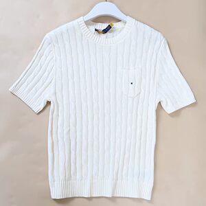 
American single women's summer cable sweater embroidered round neck pullover short-sleeved sweater