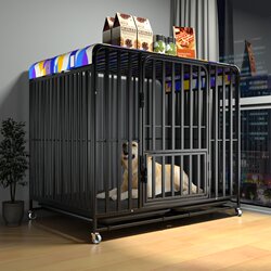 Dog Cage for Medium and Large Dogs with Separate Toilet, Pet Dog Cage, Indoor Fence, Suitable for Border Collies, Labradors, Golden Retrievers, for Home Use