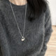Sugar Cube Fashionable and high-end heavy industry metal silver sweater chain casual simple stacked niche long necklace