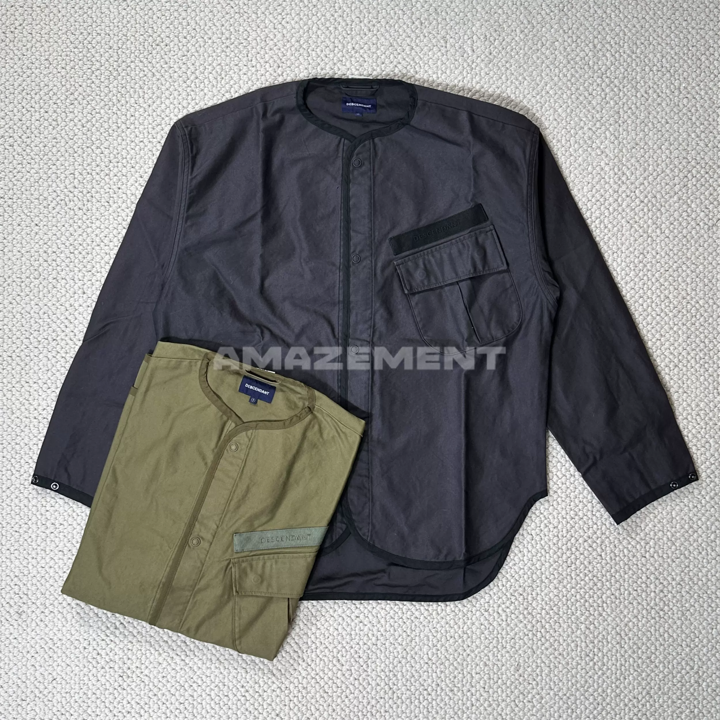 DESCENDANT REMNANTS SATIN LS SHIRT 春季无领衬衫休闲外套20AW-Taobao