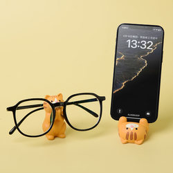 Zakka Miscellaneous Goods Cute Three-Striped Orange Cat Eyeglass Holder Lazy Phone Stand Pen Decoration Resin Small Ornament