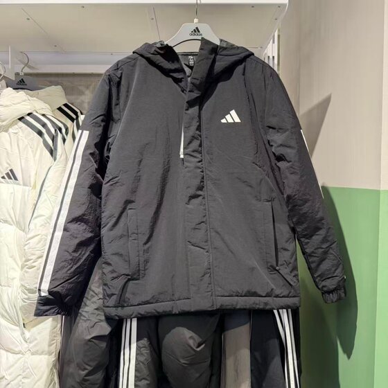 
Adidas Adidas Men's 25 Autumn and Winter New Sports and Leisure Windproof Hooded Jacket Warm Cotton Clothes JY8303