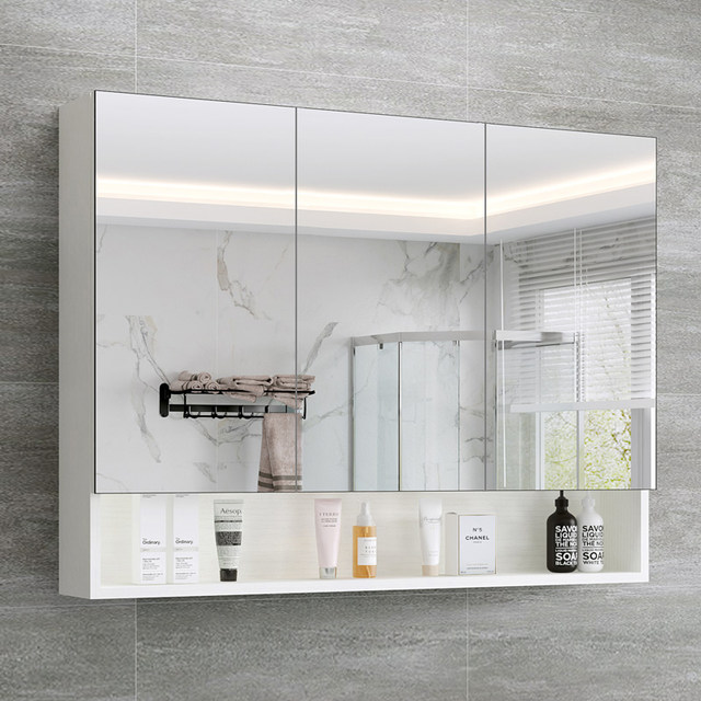 Smart solid wood bathroom mirror cabinet storage integrated bathroom ...