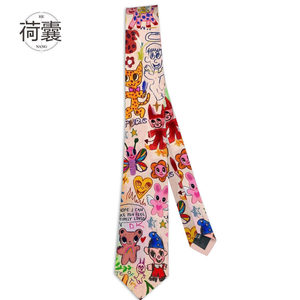 Load bag tie shirt men and women cartoon ventilated hand hit niche college casual accessories contrast color design sense animal graffiti