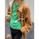 Niche cousin 2025 spring and summer new green loose top half turtle neck T-shirt women's short-sleeved women's clothing