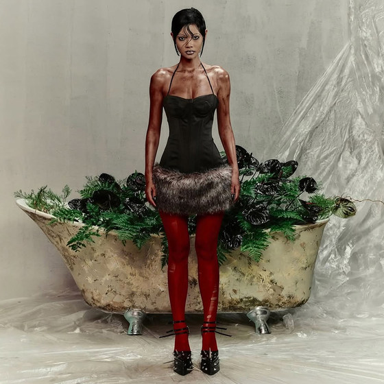 
Weird girl sexy and fashionable patchwork plush halterneck tube top dress for women with design high waist and slim skirt