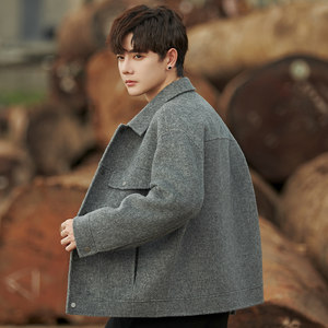 
Autumn and winter new men's double-sided woolen woolen coat short thickened casual high-end coat jacket men's trendy