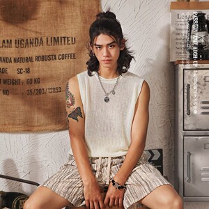 Methodism, shoulder ice silk vest Men's summer trend loose sports, fitness, fit sleeveless cuffless T -shirt
