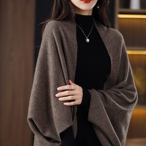 
Brand discount women's clothing counter foreign trade sweater knitted shawl scarf dual-use spring and autumn loose outer cape cardigan